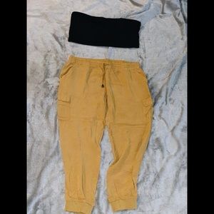 Tube top and cargo pants